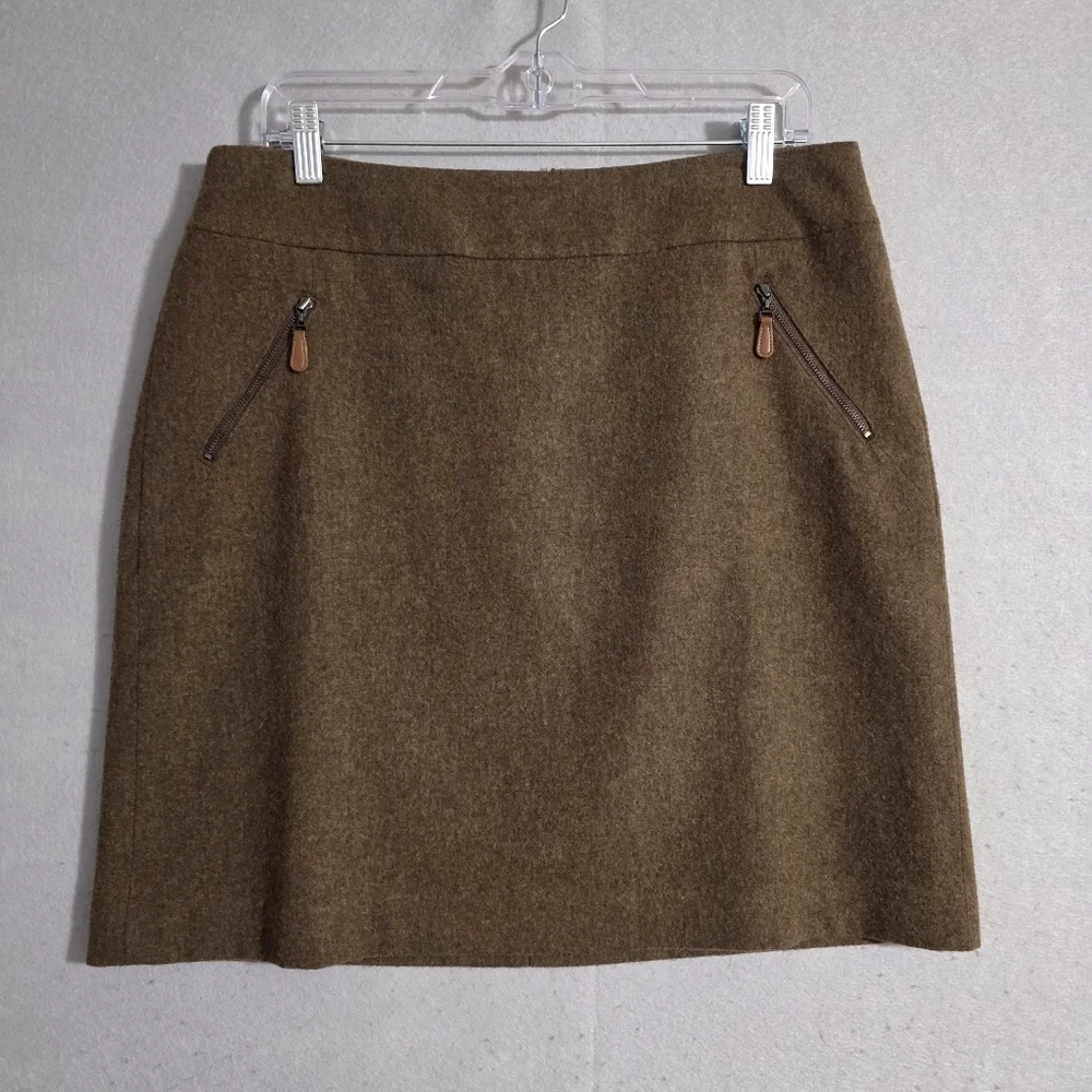 Talbots Petites Womens Brown Wool Blend Lined Pencil Skirt Size 12P